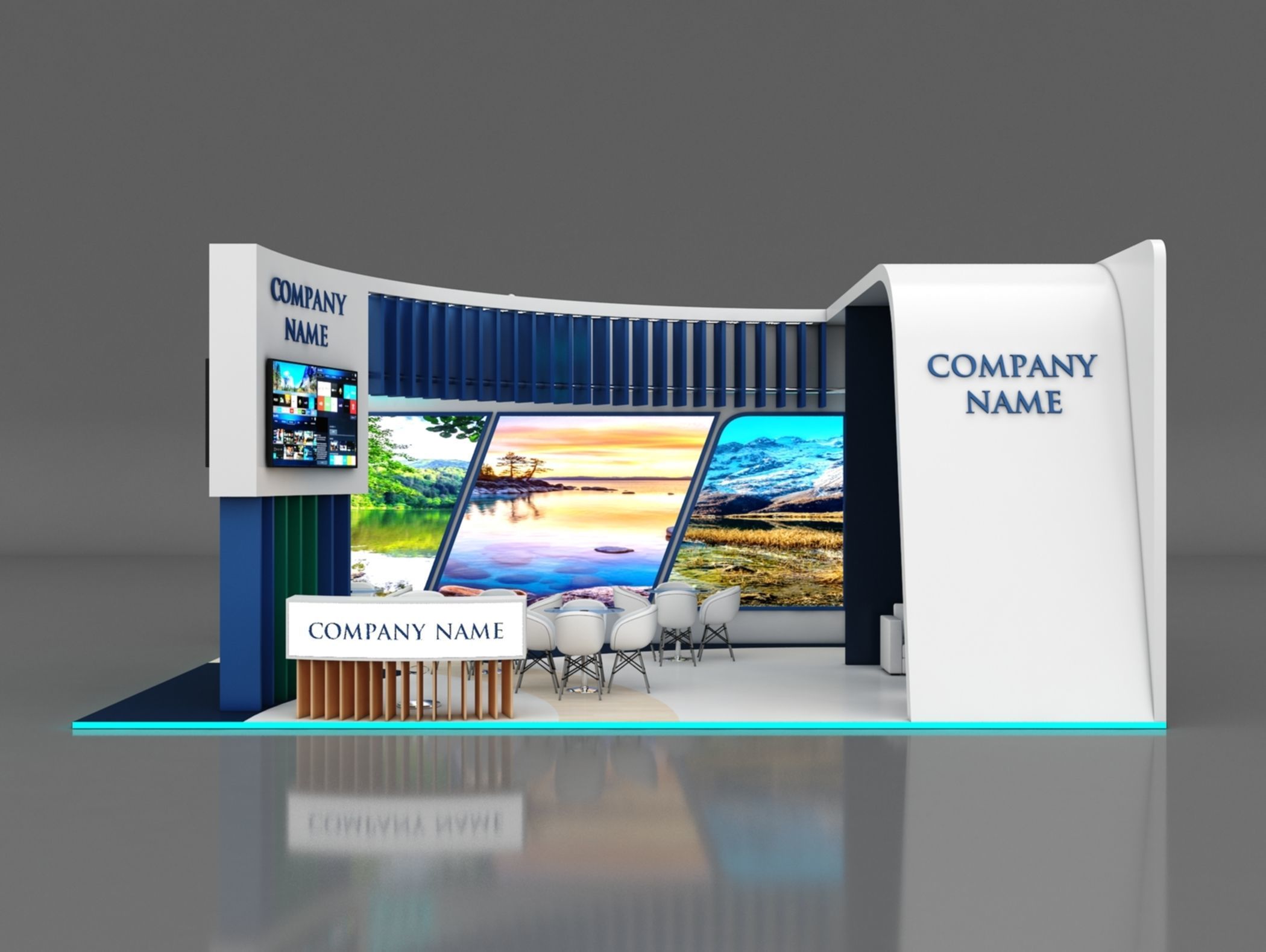 Booth Exhibition Stand Stall 9x6m Height 360 cm 2 Side Open 3D model_2