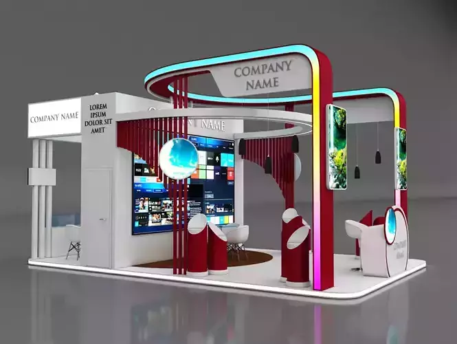 Booth Exhibition Stand Stall 8x5m Height 450 cm 4 Side Open 3D model