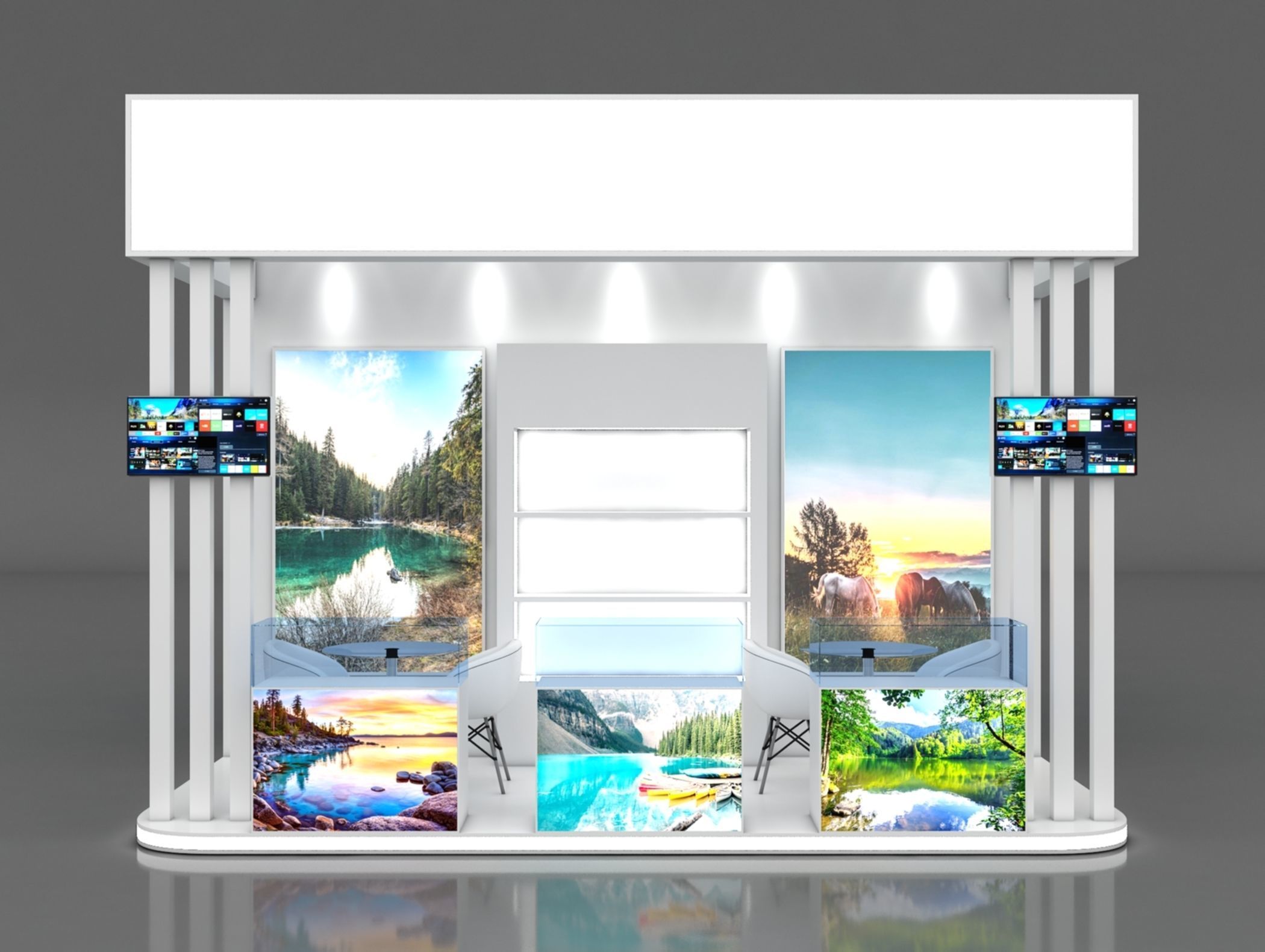 Booth Exhibition Stand Stall 8x5m Height 450 cm 4 Side Open 3D model_8