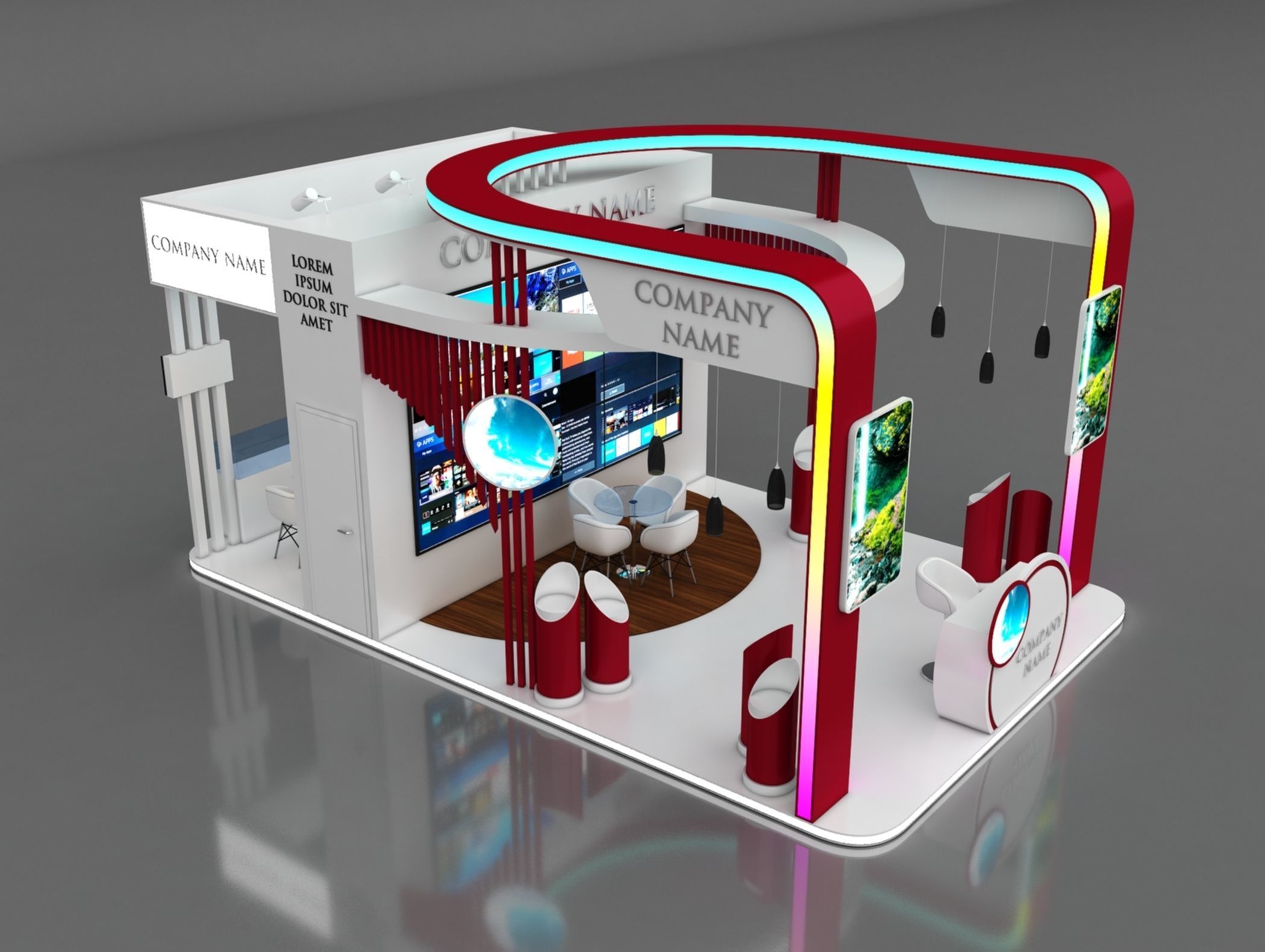 Booth Exhibition Stand Stall 8x5m Height 450 cm 4 Side Open 3D model_3