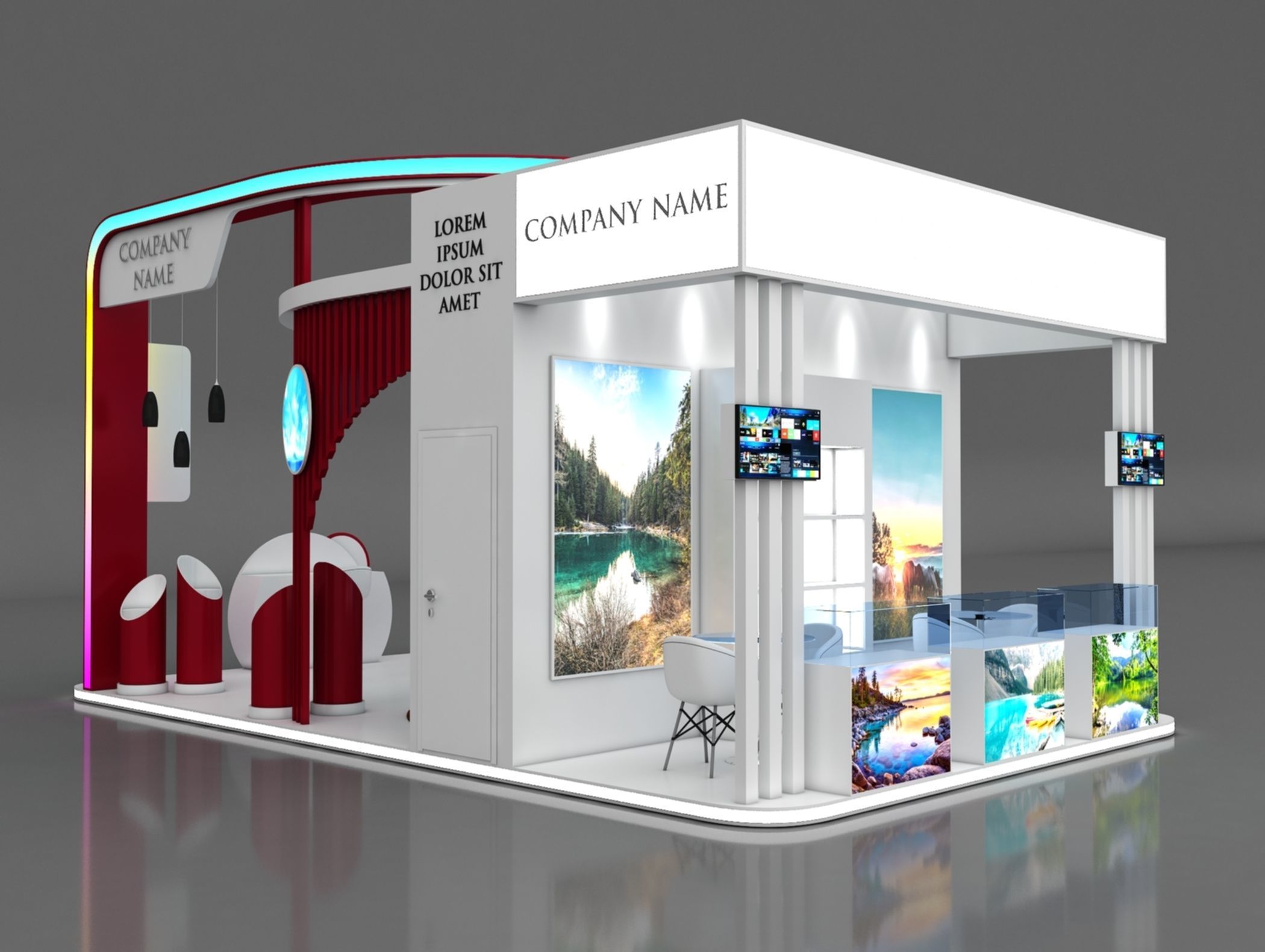 Booth Exhibition Stand Stall 8x5m Height 450 cm 4 Side Open 3D model_6