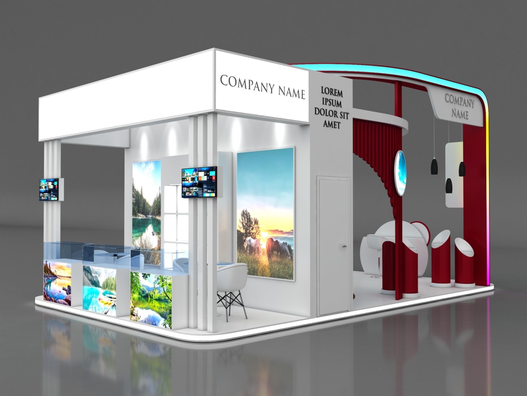 Booth Exhibition Stand Stall 8x5m Height 450 cm 4 Side Open 3D model_9