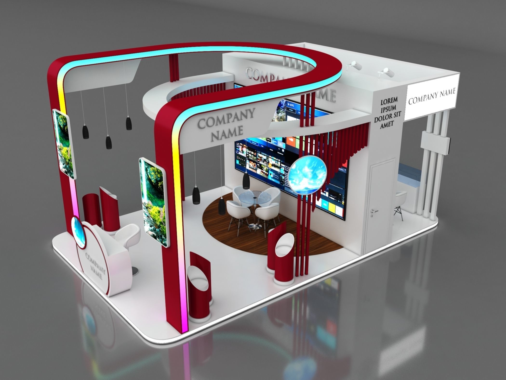 Booth Exhibition Stand Stall 8x5m Height 450 cm 4 Side Open 3D model_5