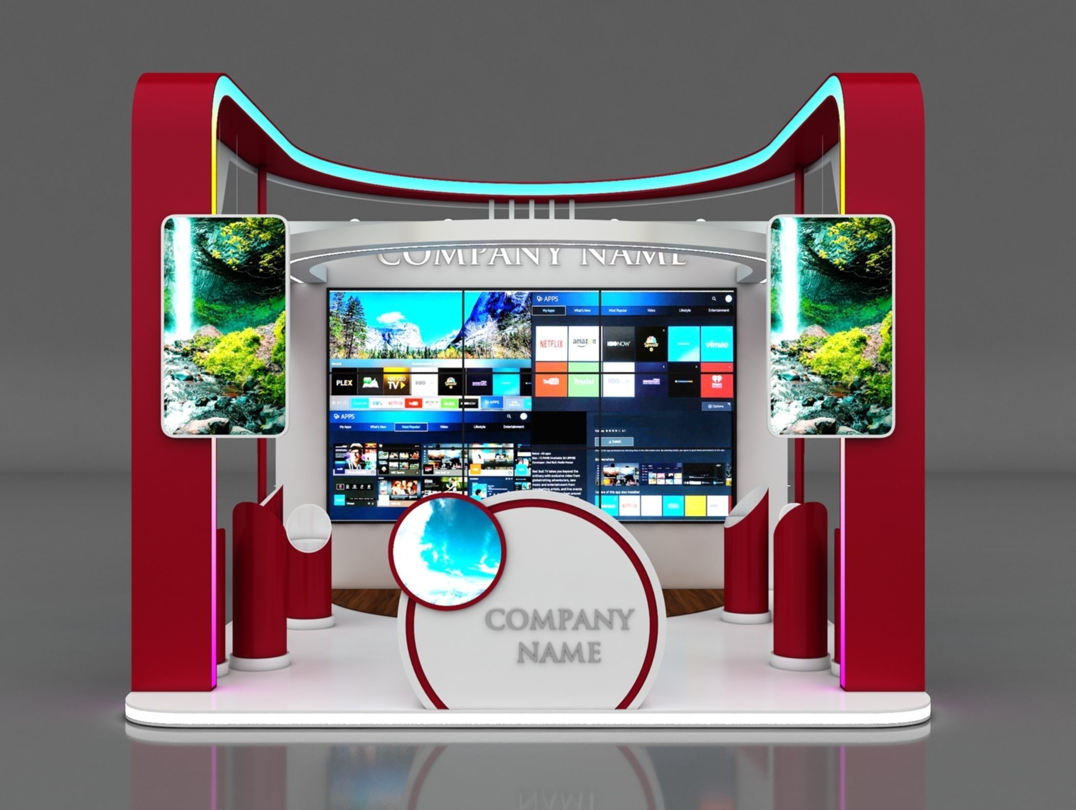 Booth Exhibition Stand Stall 8x5m Height 450 cm 4 Side Open 3D model_1