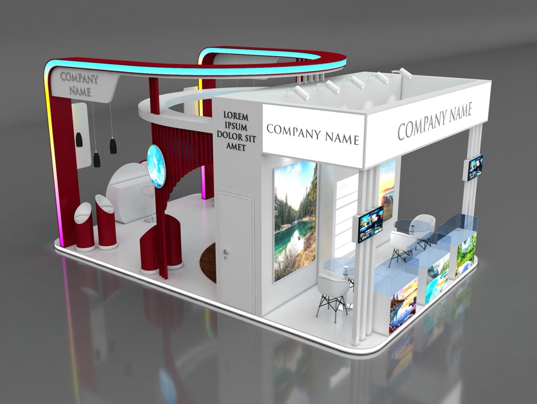 Booth Exhibition Stand Stall 8x5m Height 450 cm 4 Side Open 3D model_7