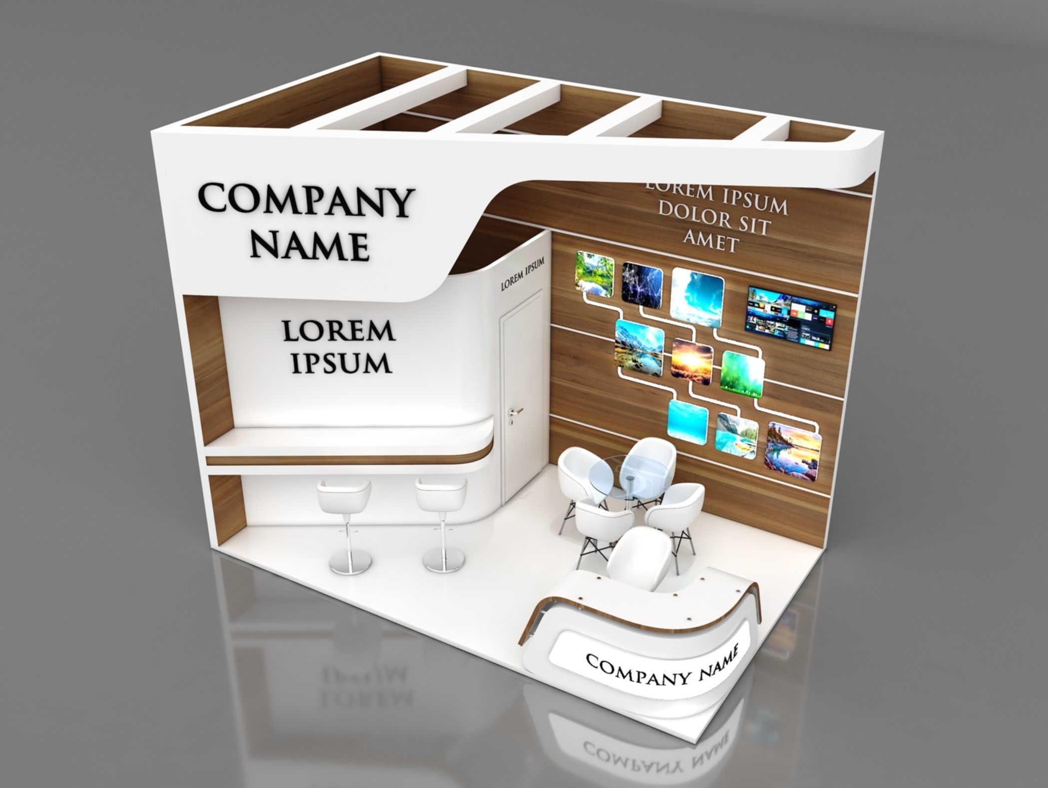 Booth Exhibition Stand Stall 5x3m Height 400 cm 2 Side Open 3D model_1