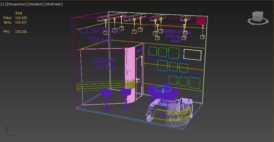 Booth Exhibition Stand Stall 5x3m Height 400 cm 2 Side Open 3D model_4