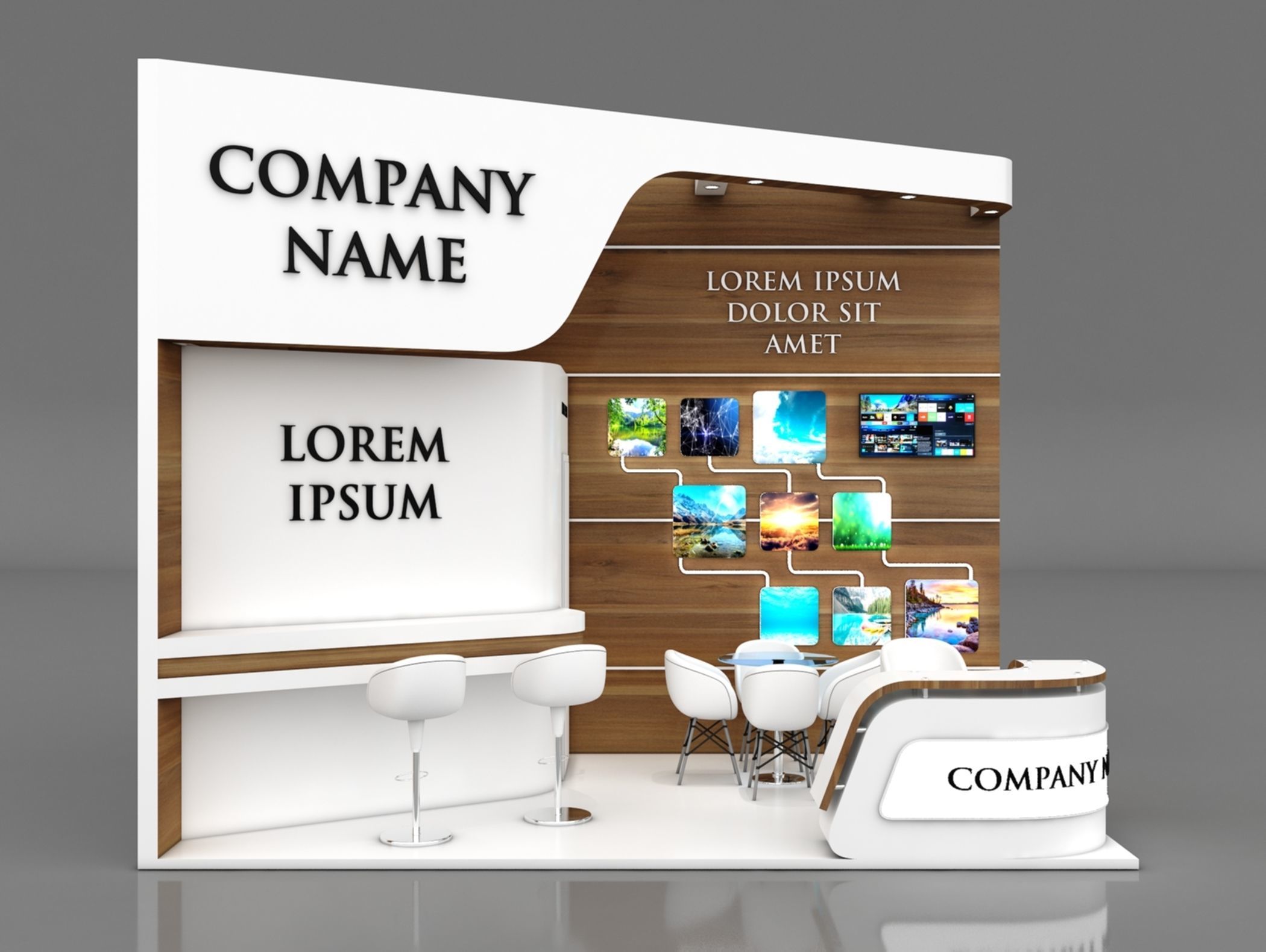 Booth Exhibition Stand Stall 5x3m Height 400 cm 2 Side Open 3D model_2