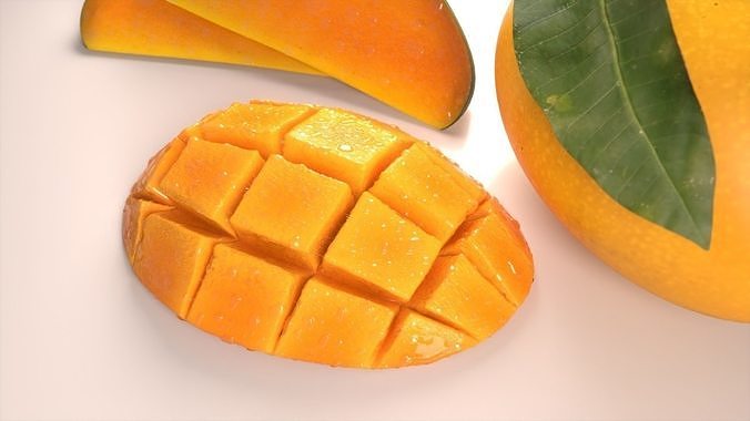 Mango cubes slice 3D model 3