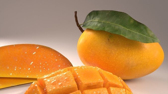 Mango cubes slice 3D model 6