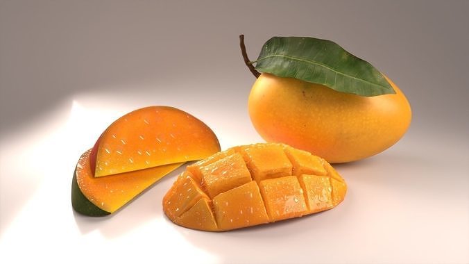 Mango cubes slice 3D model 2
