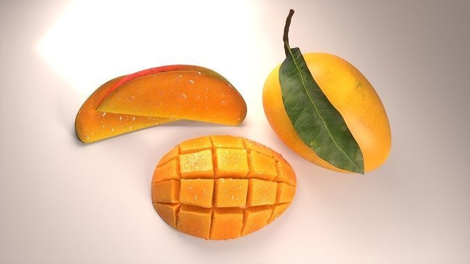 Mango cubes slice 3D model 4