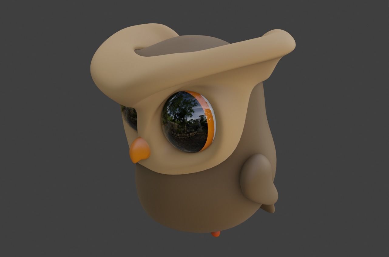 Cartoon Owl 3D model_2