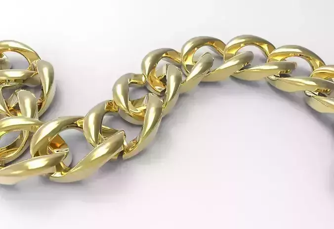 Chain that is yellow and of shiny origins