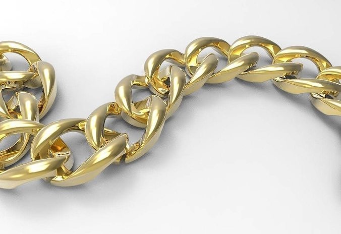 Chain that is yellow and of shiny origins Free 3D model