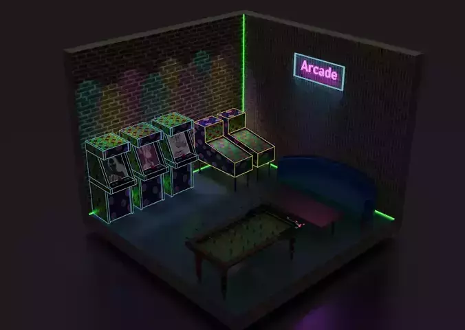 Isometric Arcade Room Model Generate NFT 3D model