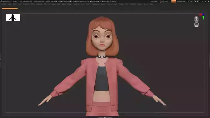 ZBrush Stylized Character Girl Basemesh - Dina Style 3