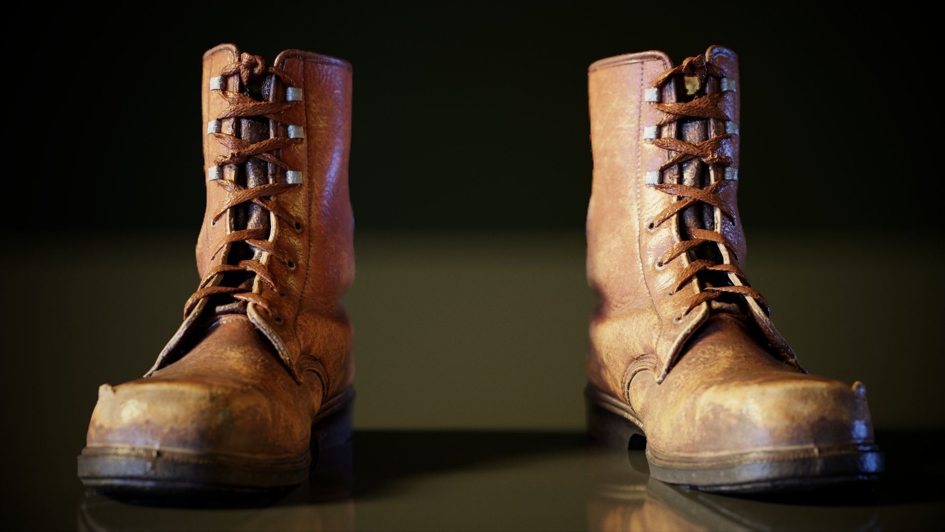 Worn Out Boot R Low-poly 3D model_3