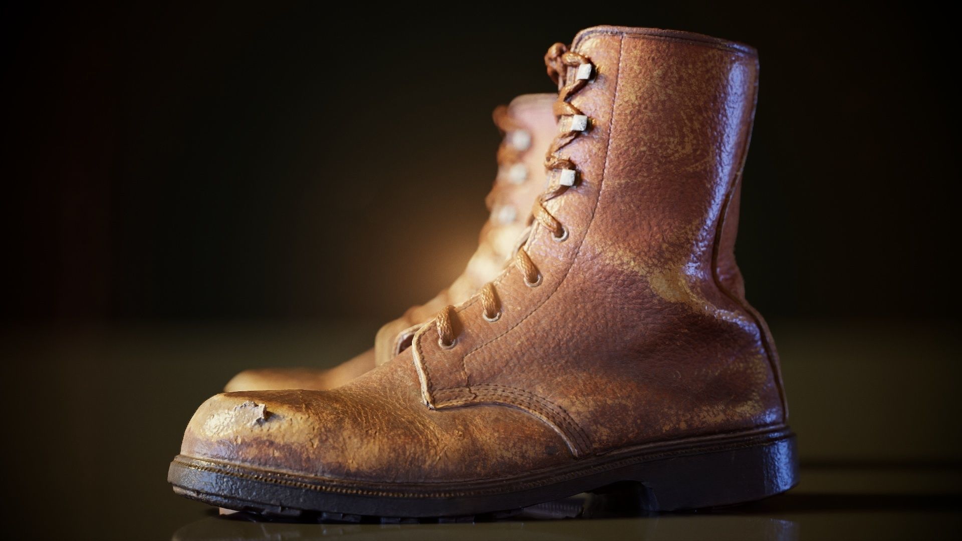 Worn Out Boot R Low-poly 3D model_2