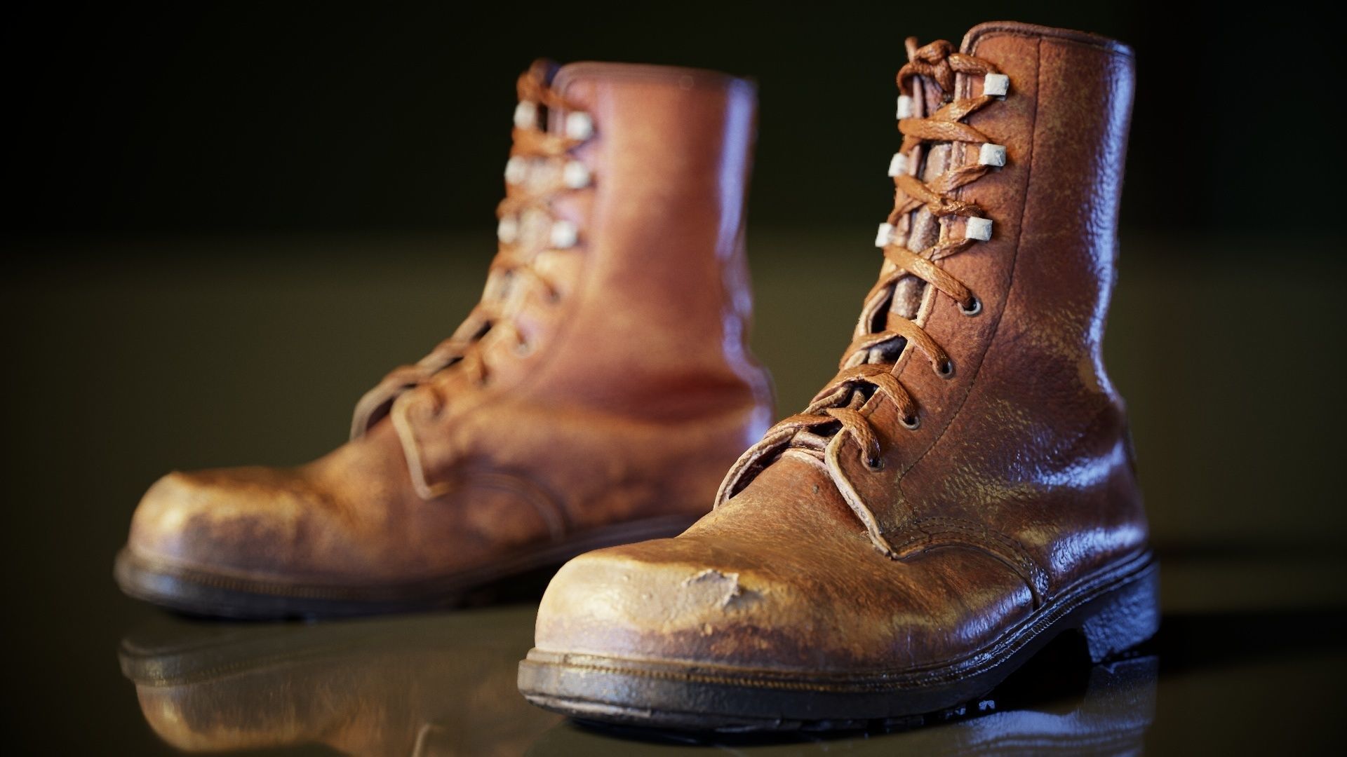 Worn Out Boot R Low-poly 3D model_1