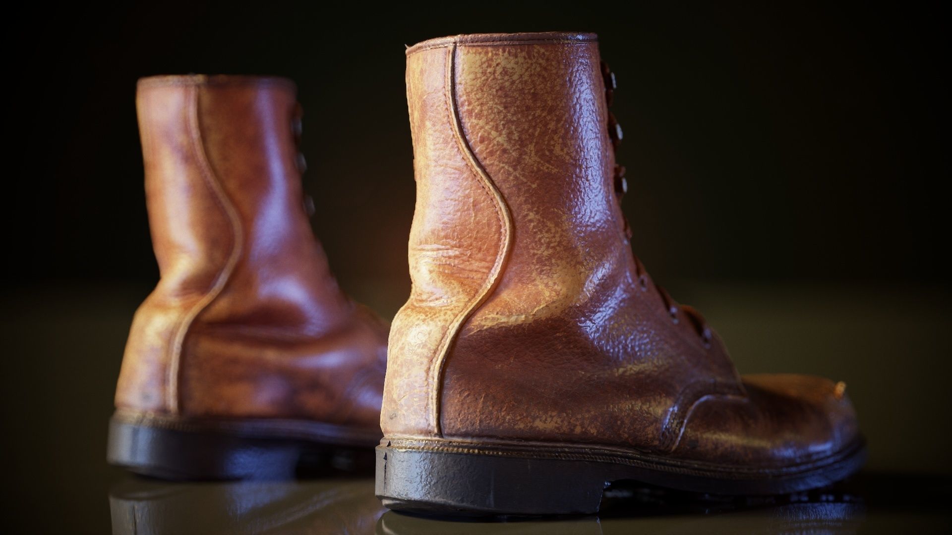 Worn Out Boot R Low-poly 3D model_7