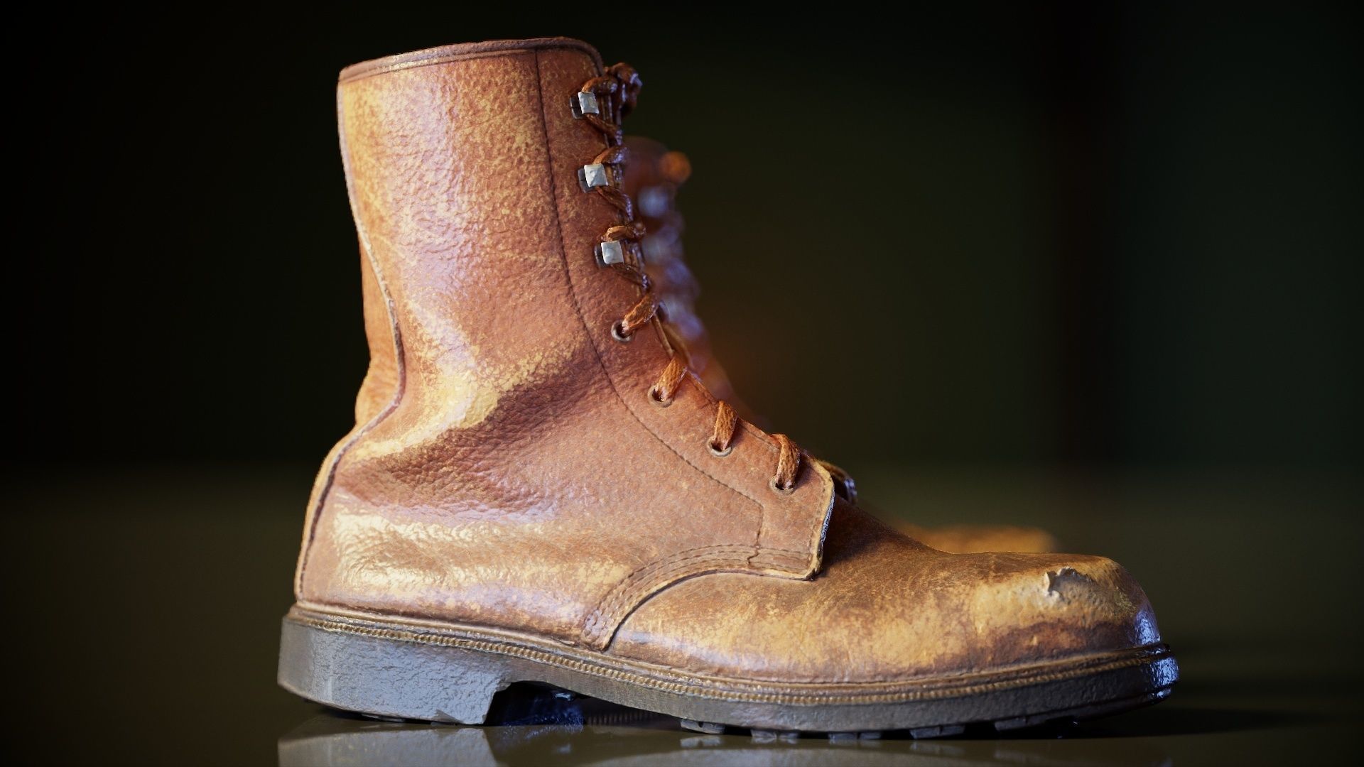 Worn Out Boot R Low-poly 3D model_6