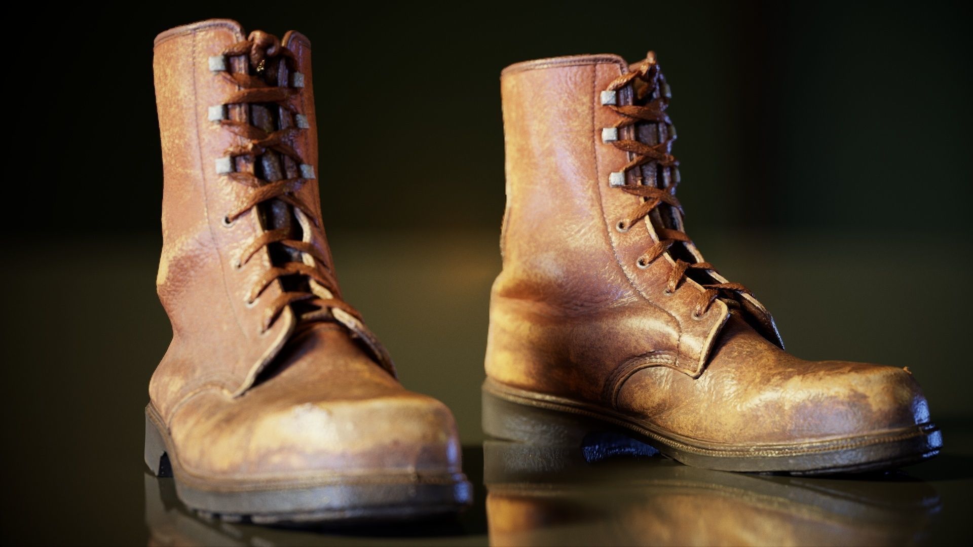 Worn Out Boot R Low-poly 3D model_4