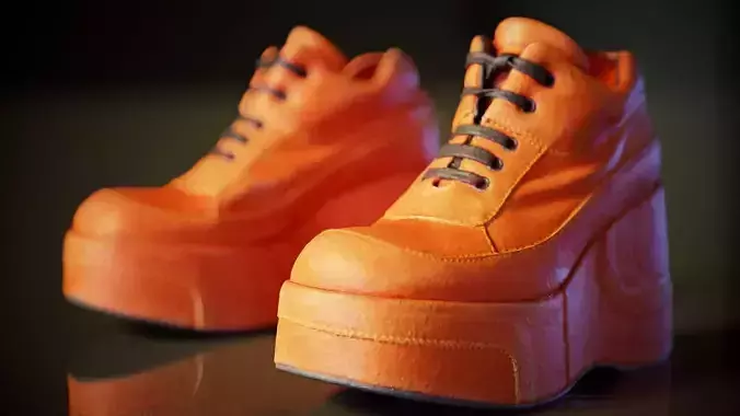 Velvet Shoe Low-poly 3D model