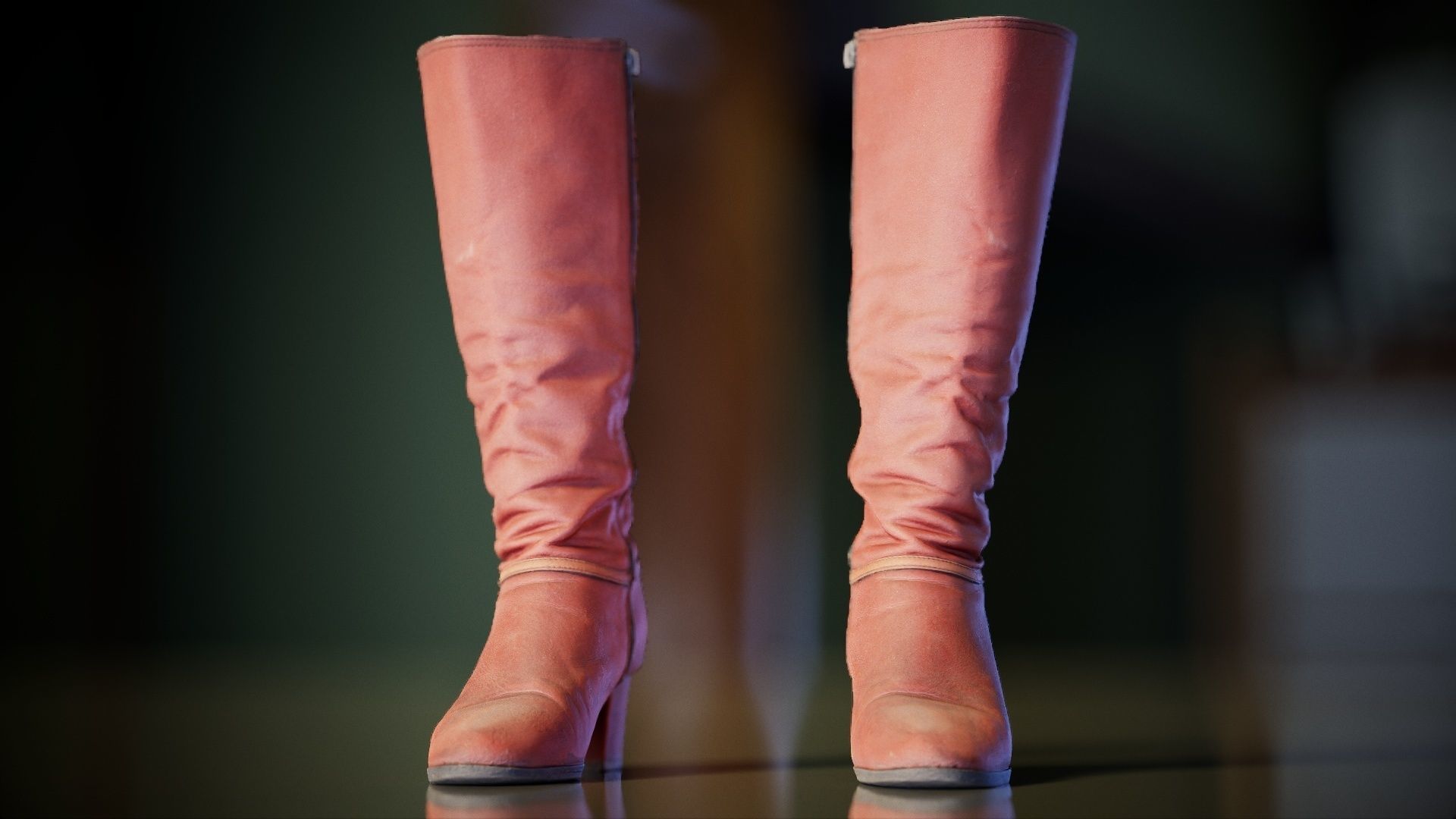 Leather Boot Zipper Low-poly 3D model_3