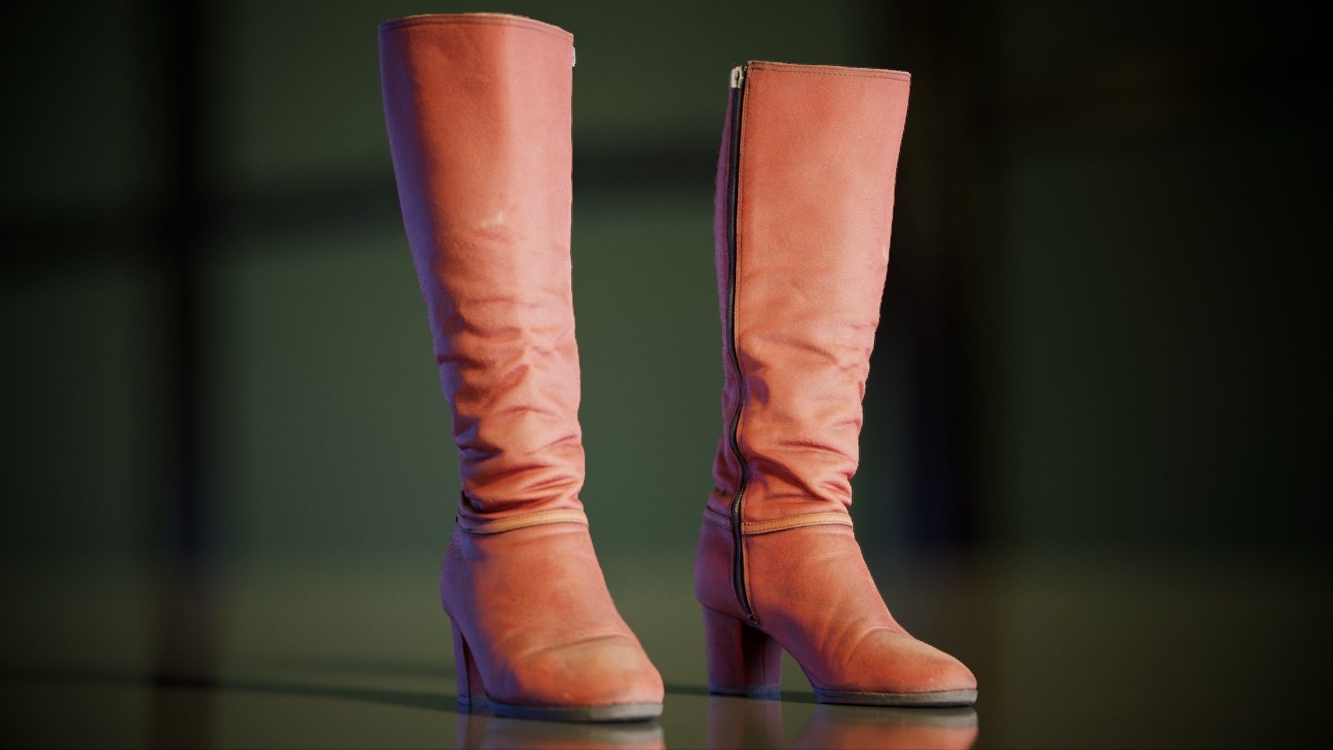 Leather Boot Zipper Low-poly 3D model_4