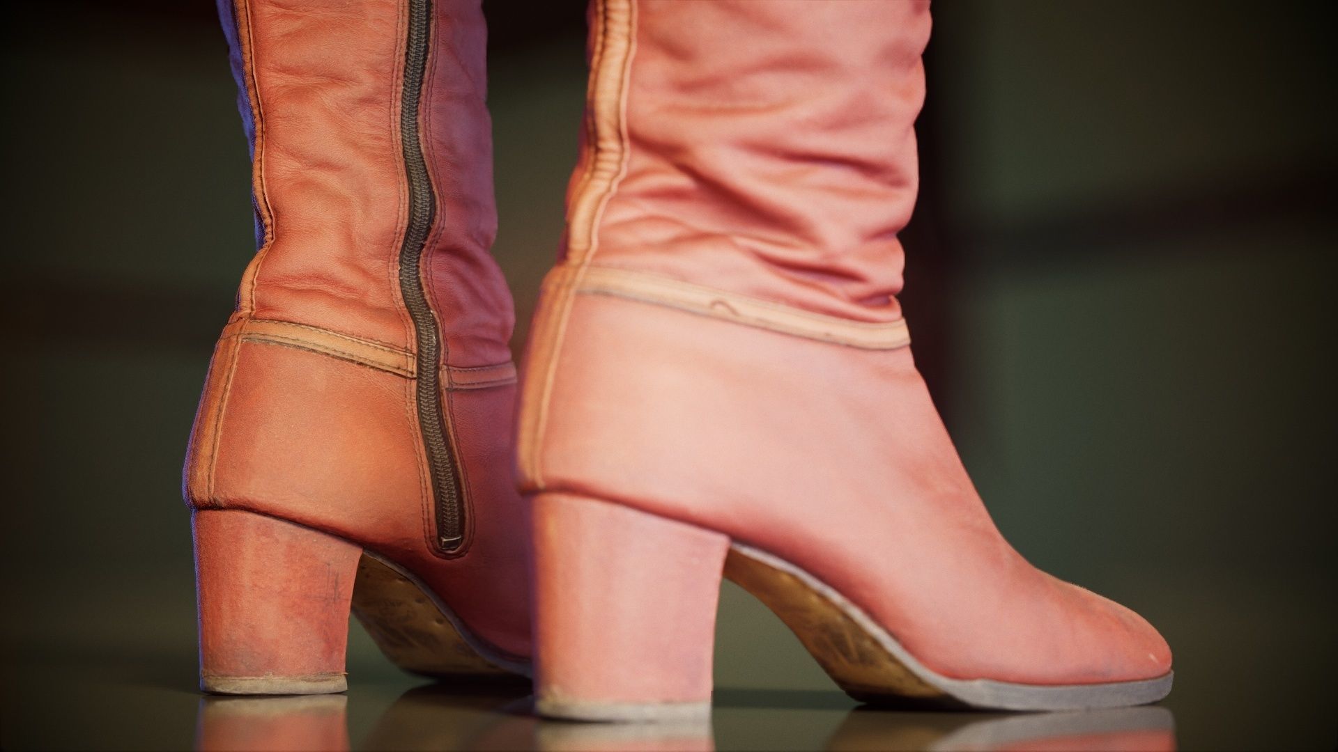 Leather Boot Zipper Low-poly 3D model_8