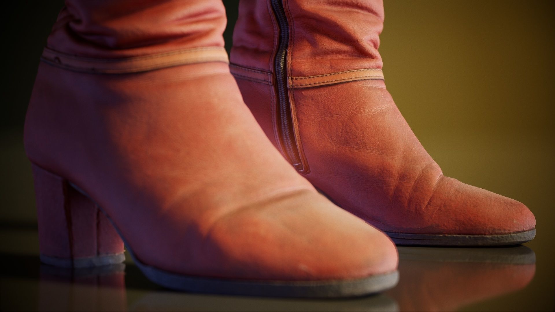 Leather Boot Zipper Low-poly 3D model_5