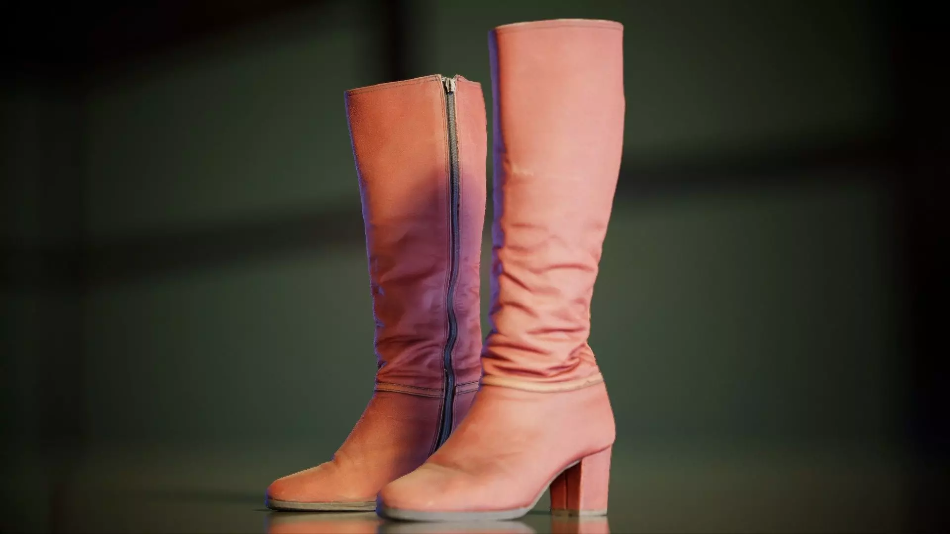 Leather Boot Zipper Low-poly 3D model_0