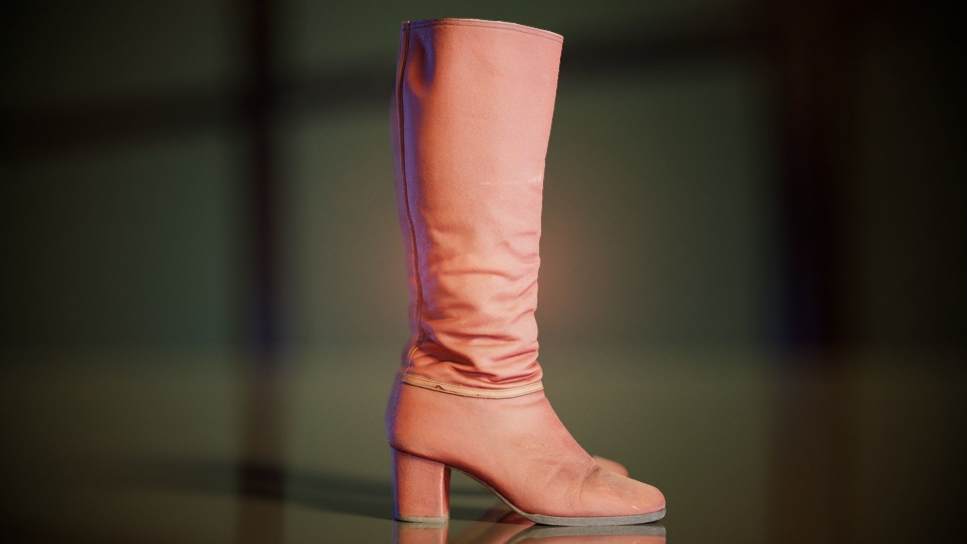 Leather Boot Zipper Low-poly 3D model_7