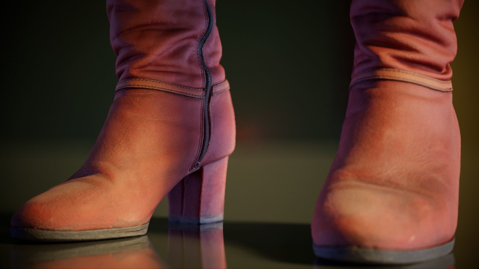 Leather Boot Zipper Low-poly 3D model_2