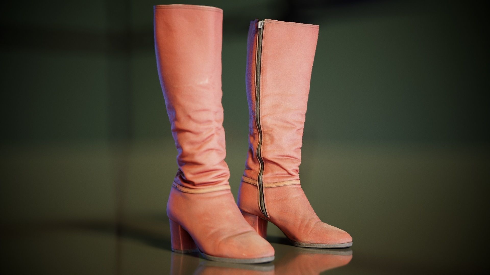 Leather Boot Zipper Low-poly 3D model_6