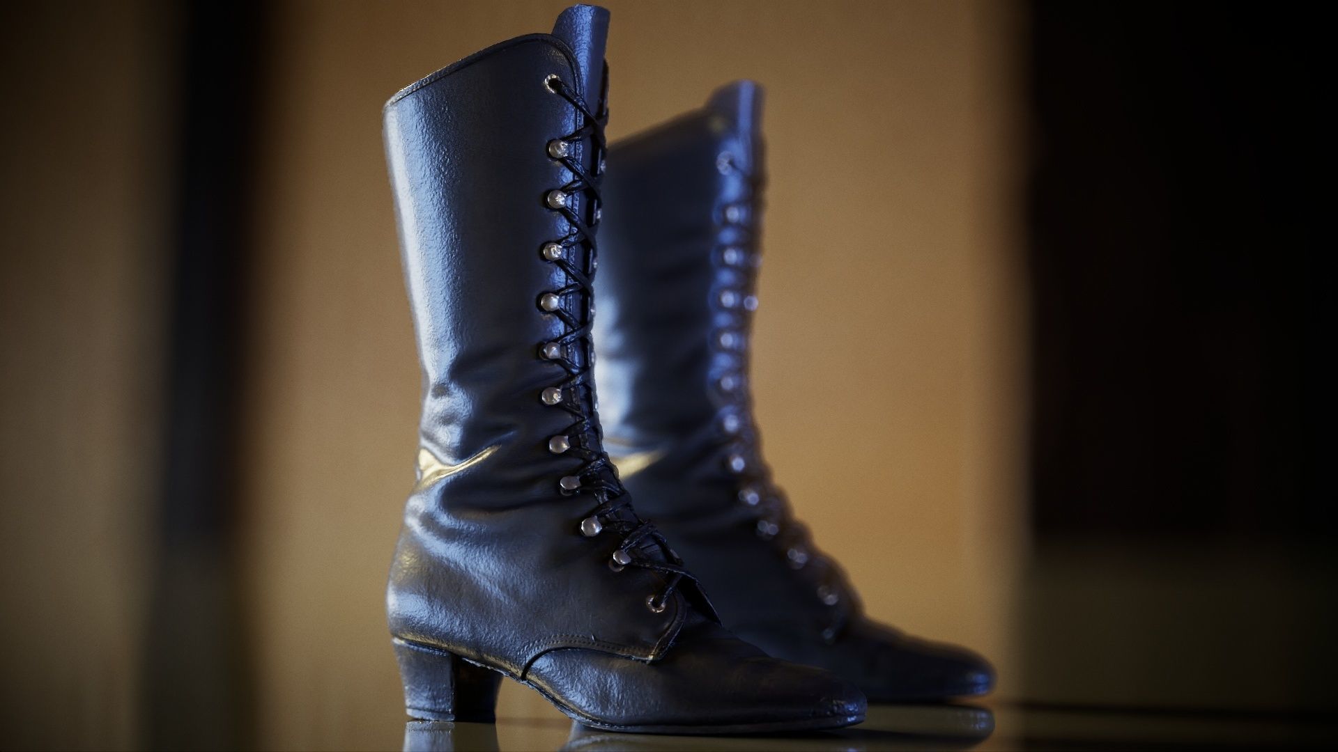 Laced Boot Low-poly 3D model_4