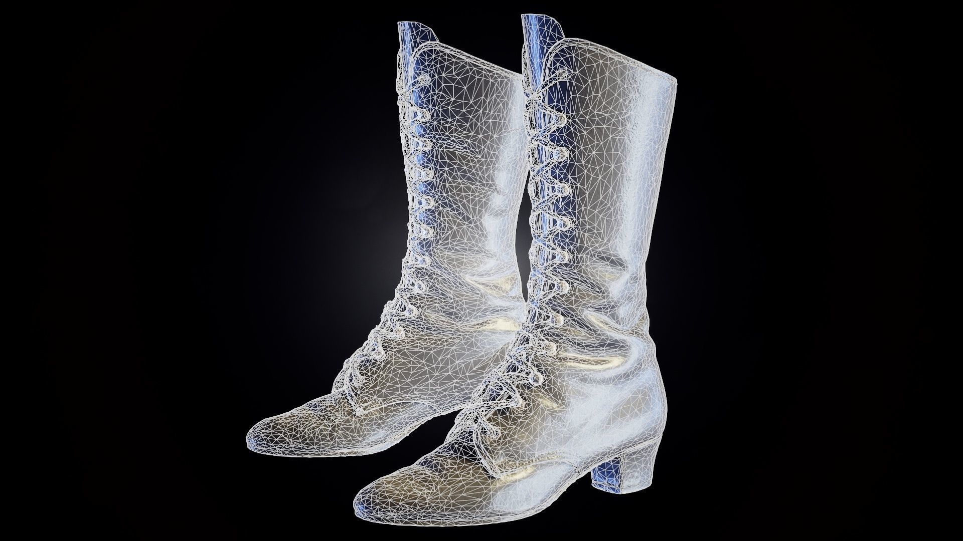 Laced Boot Low-poly 3D model_9