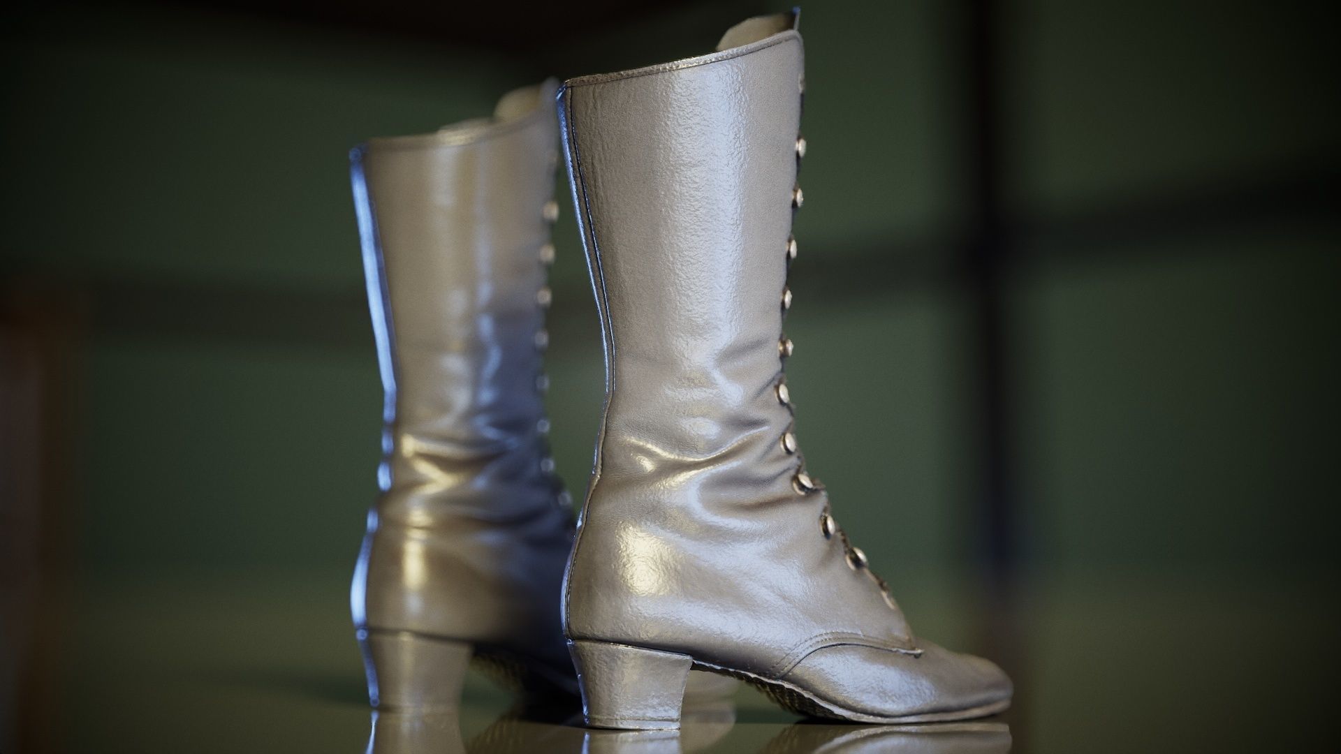 Laced Boot Low-poly 3D model_5