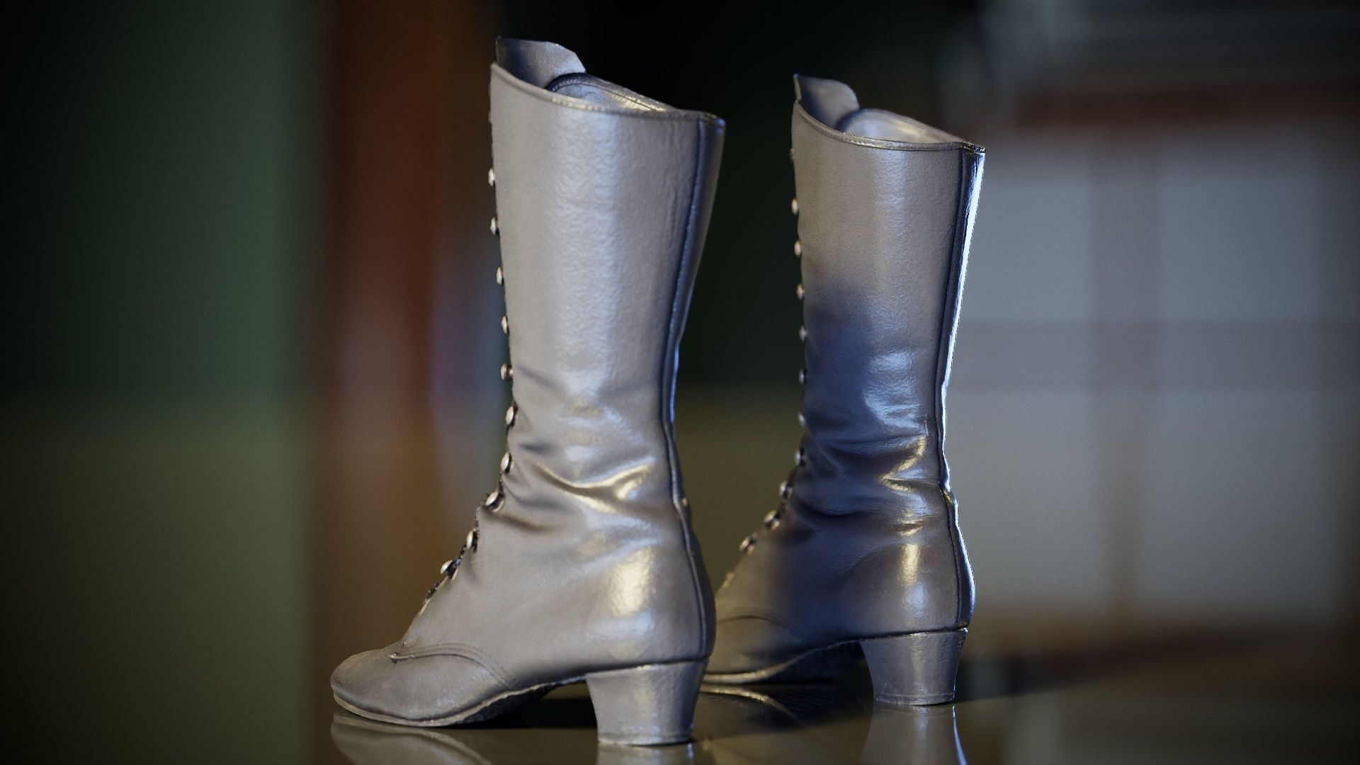 Laced Boot Low-poly 3D model_7