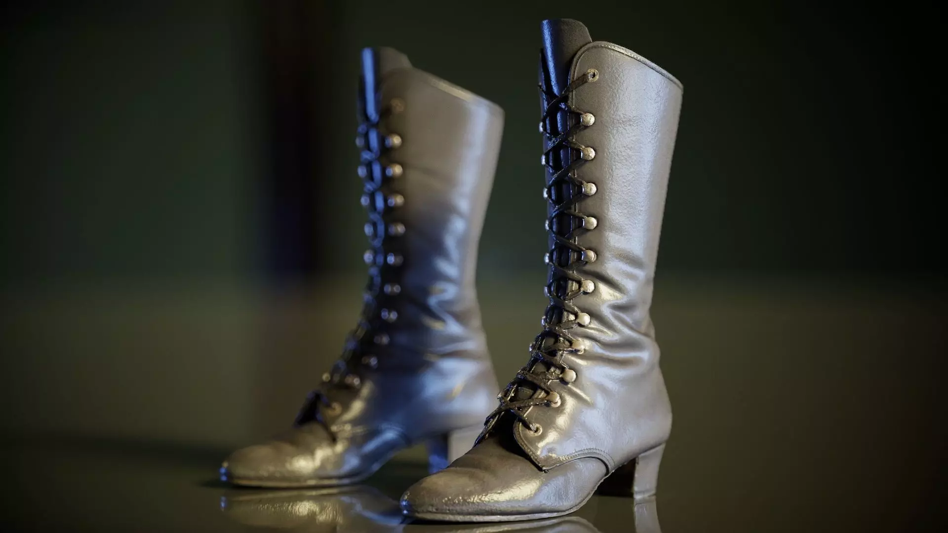 Laced Boot Low-poly 3D model_0