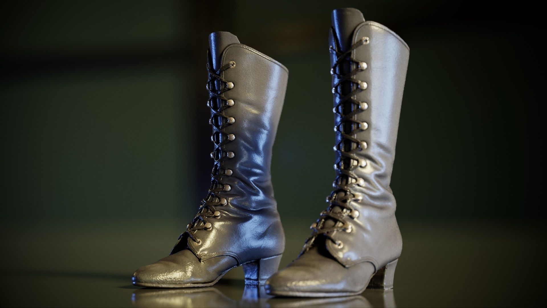 Laced Boot Low-poly 3D model_8