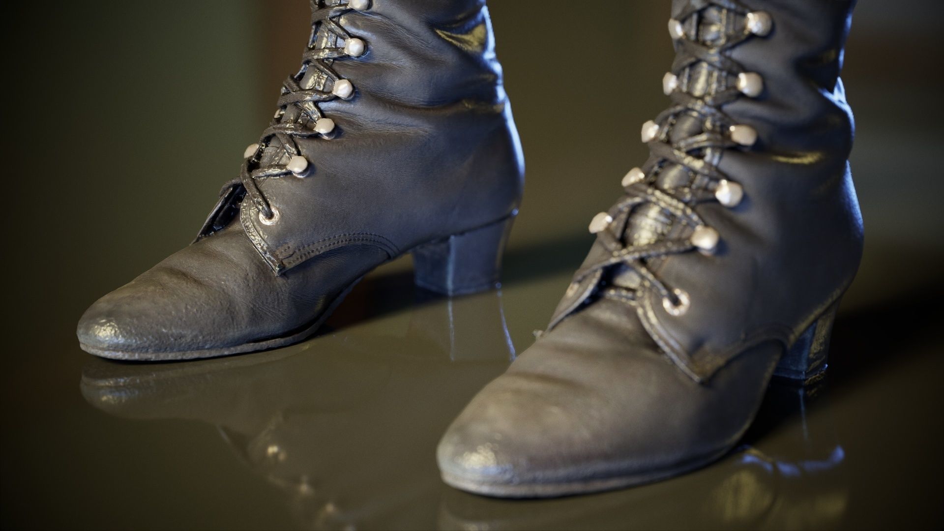 Laced Boot Low-poly 3D model_1