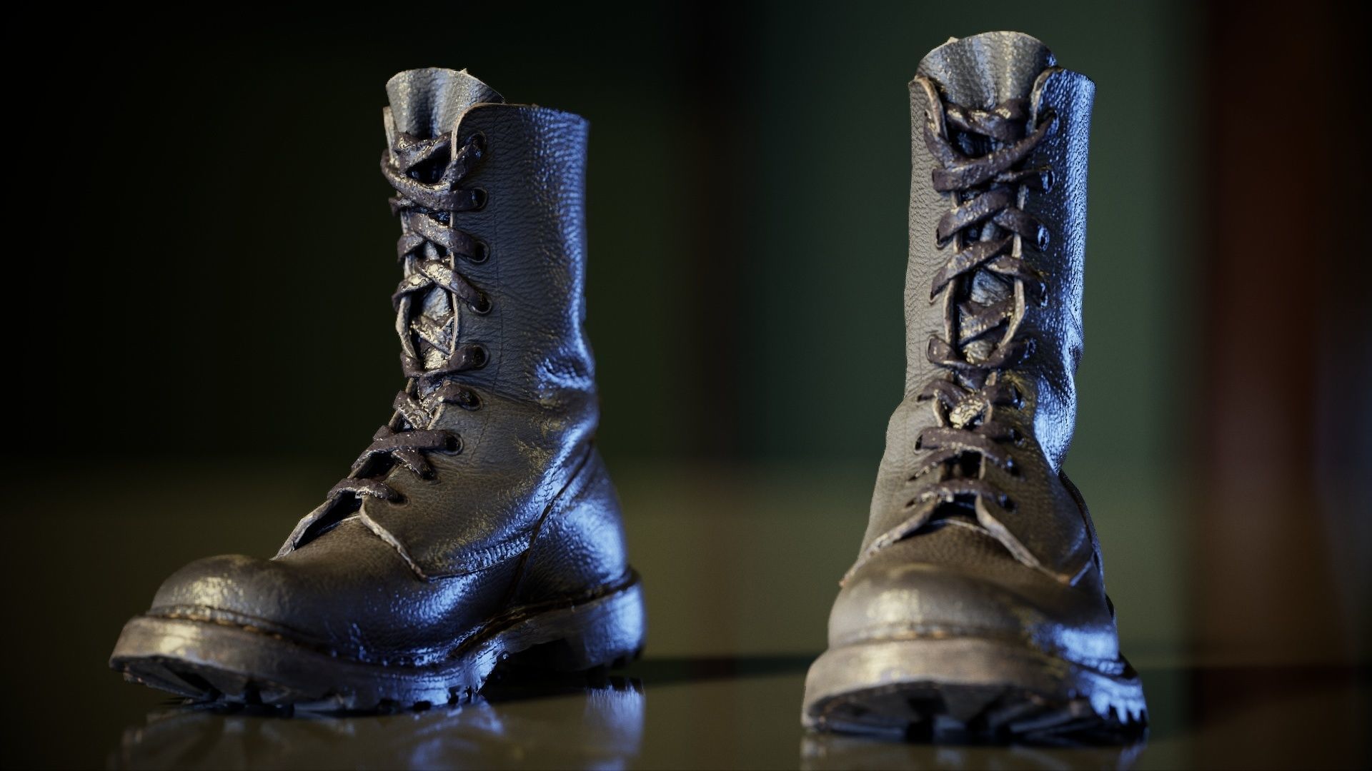 Combats Boots Low-poly 3D model_1