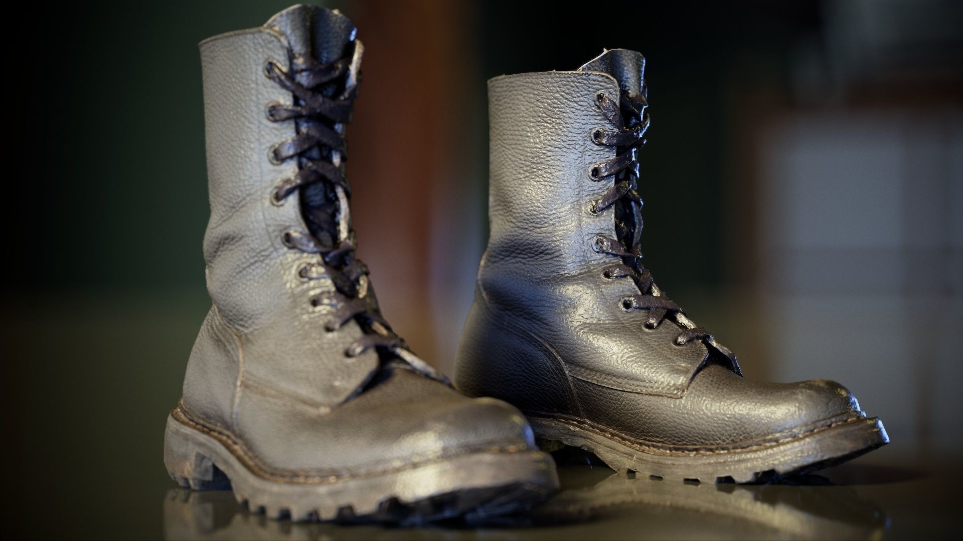 Combats Boots Low-poly 3D model_2