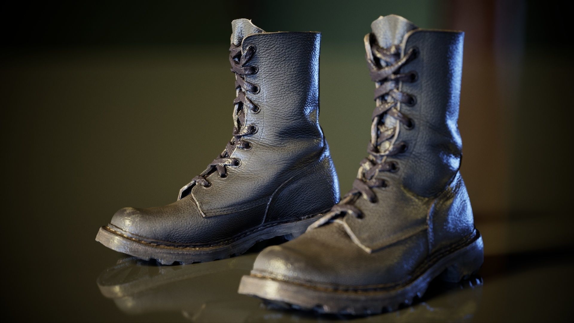 Combats Boots Low-poly 3D model_7