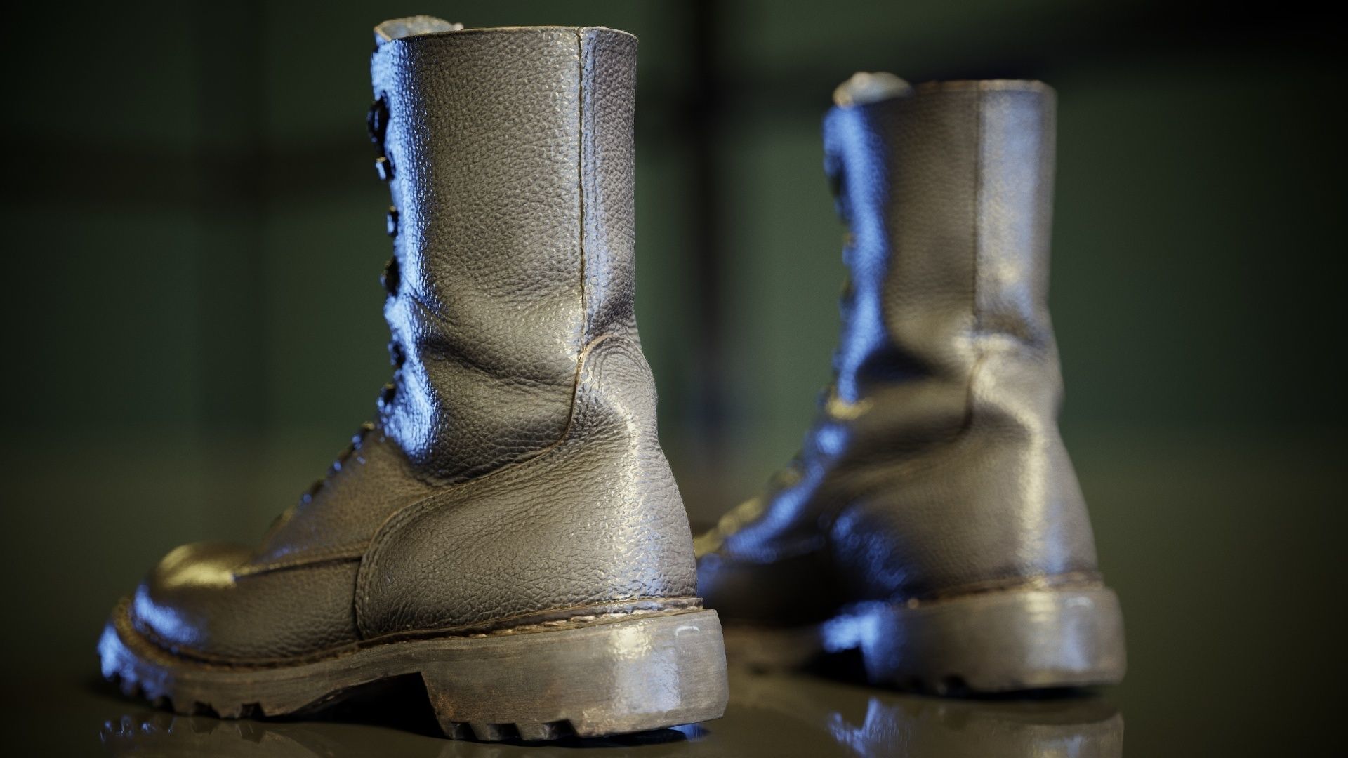 Combats Boots Low-poly 3D model_5