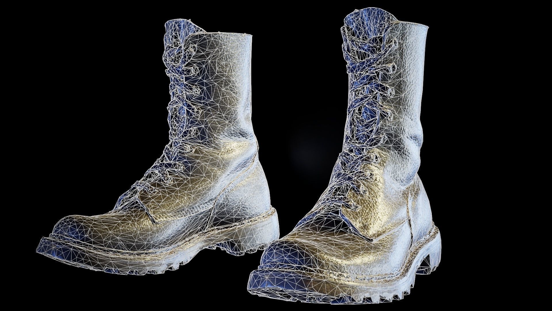 Combats Boots Low-poly 3D model_9