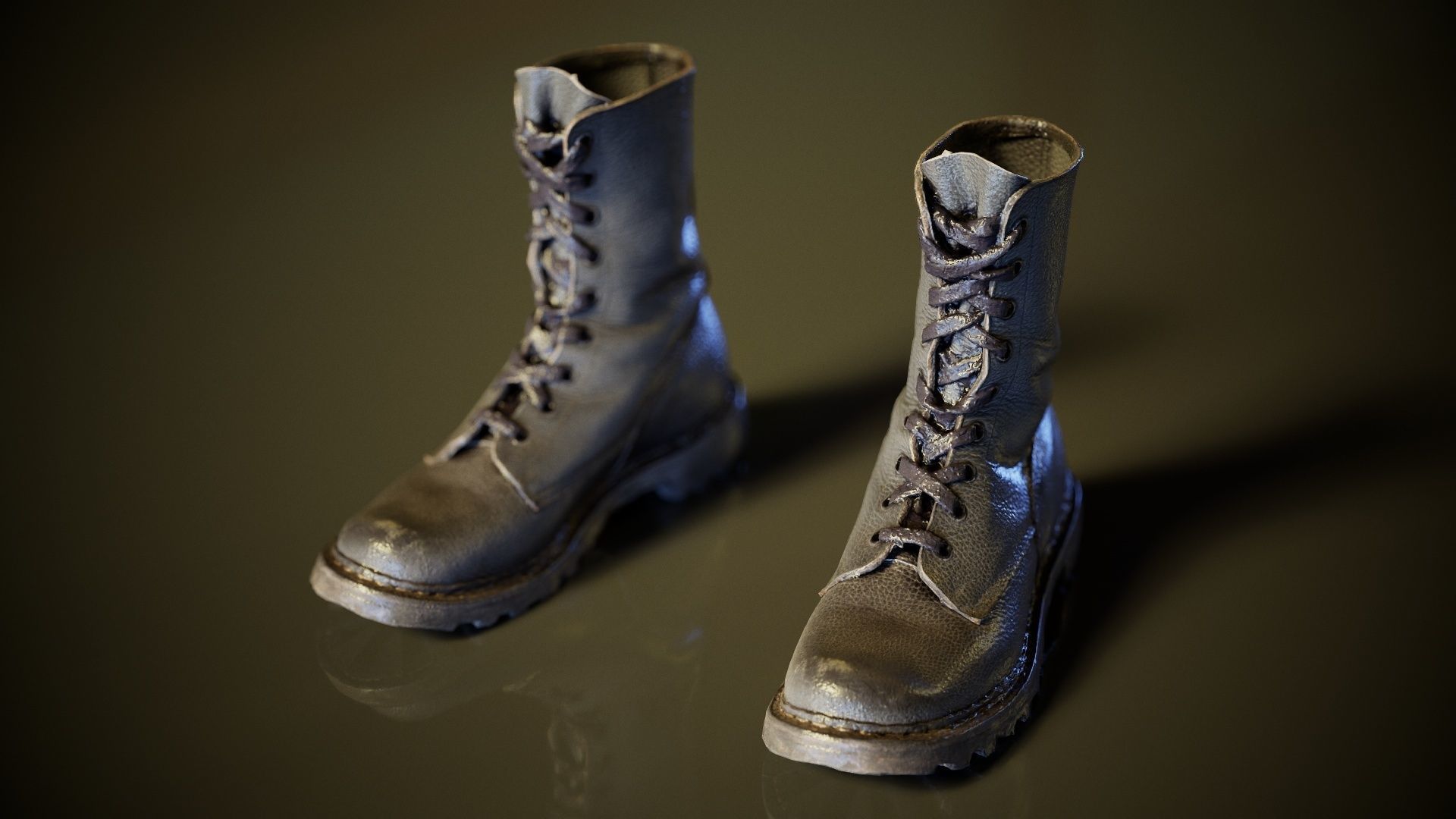 Combats Boots Low-poly 3D model_8
