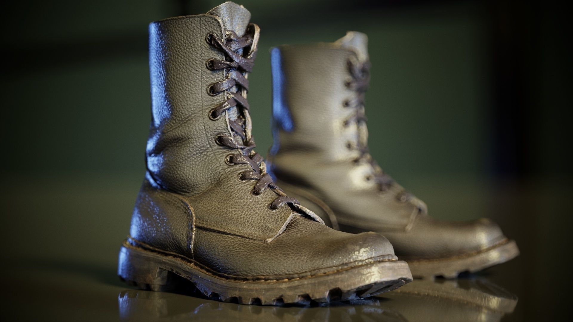 Combats Boots Low-poly 3D model_6